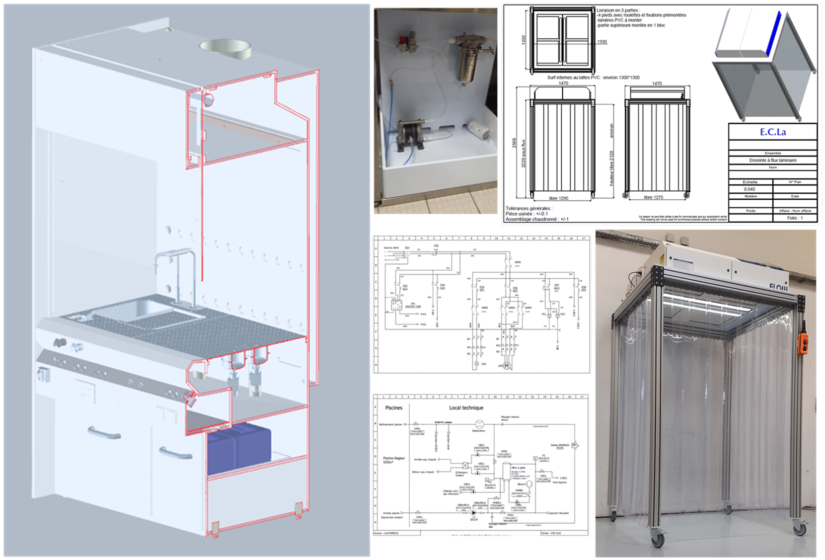 Sorbonne de lithographie, hotte à flux laminaire, schémas